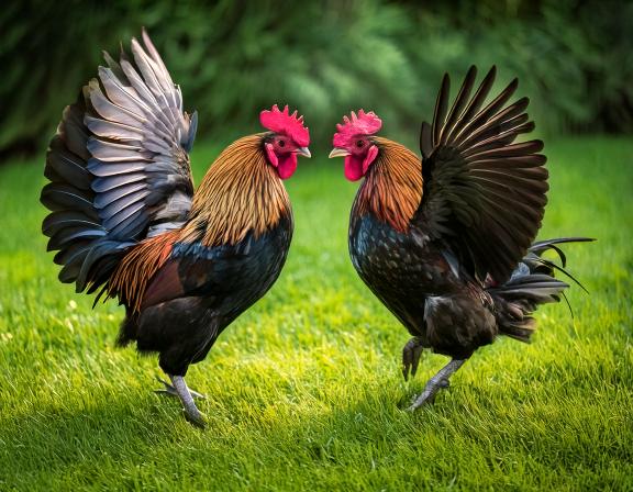 Sư kê om bóp rượu nghệ cho gà chọi; da cổ và ngực đỏ tươi, săn chắc và tăng chịu đòn.